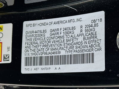 2018 Honda Accord Sedan Touring 2.0T