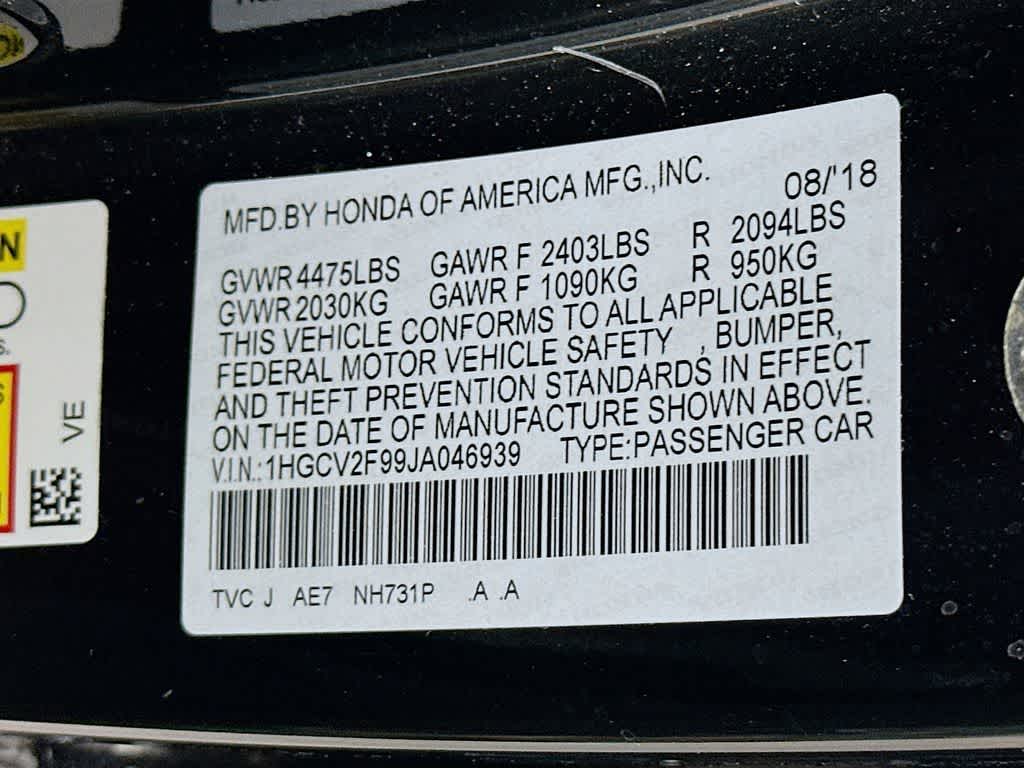 2018 Honda Accord Sedan Touring 2.0T
