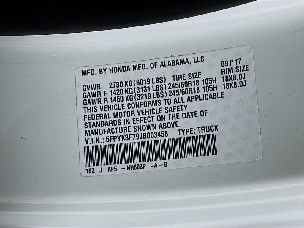 2018 Honda Ridgeline RTL-E