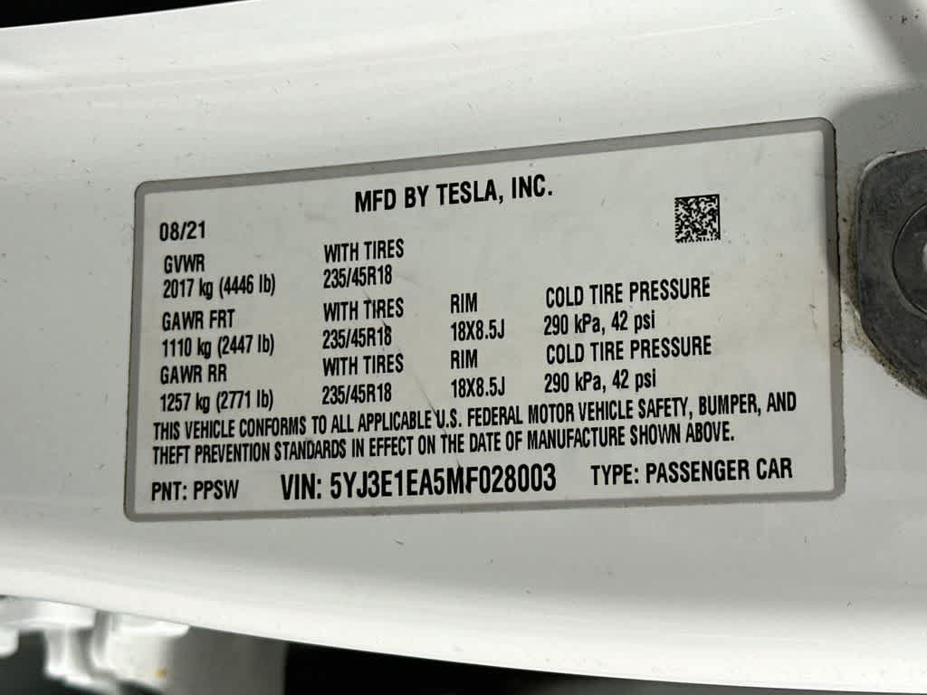 2021 Tesla Model 3 Standard Range Plus