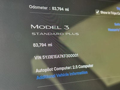 2019 Tesla Model 3 Standard Range Plus