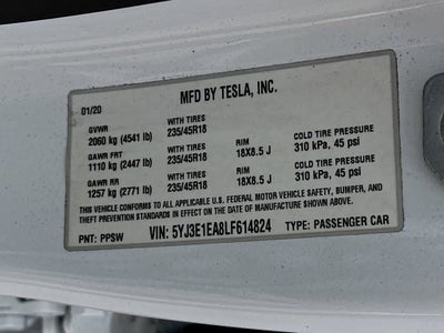 2020 Tesla Model 3 Standard Range Plus