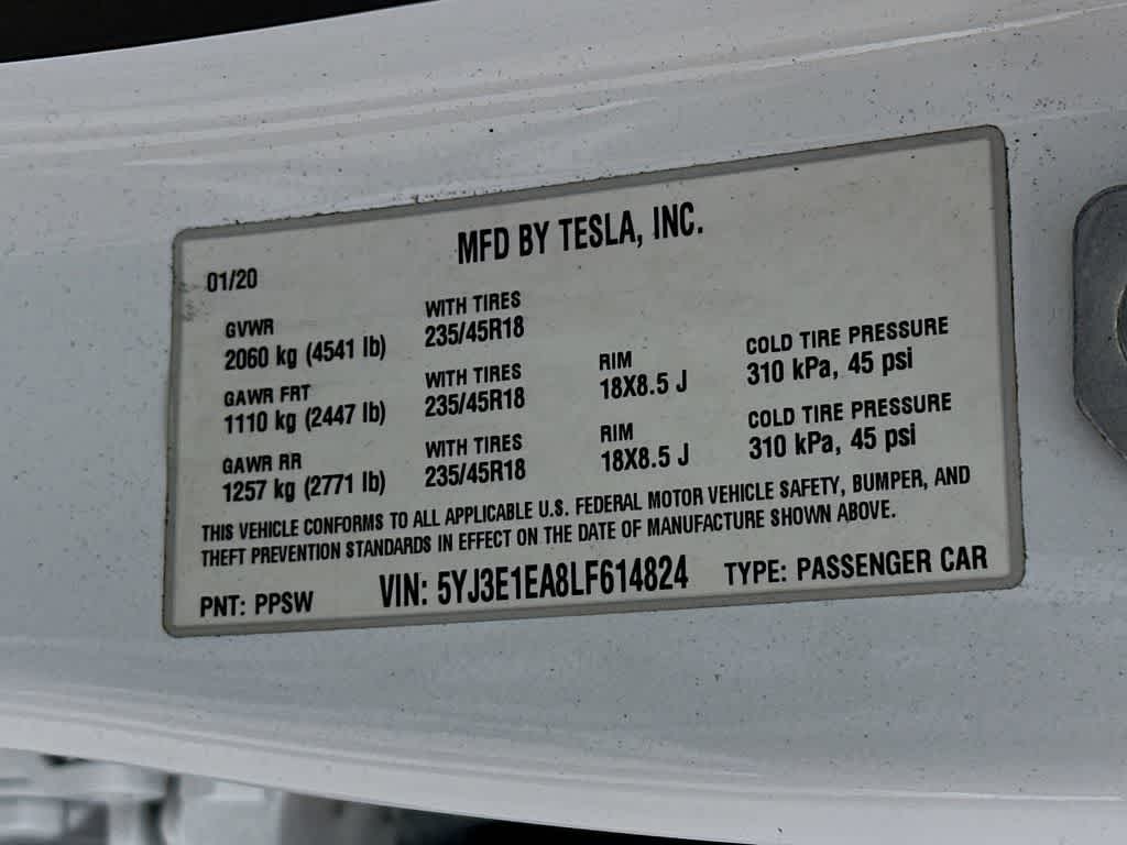 2020 Tesla Model 3 Standard Range Plus