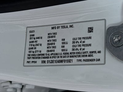 2021 Tesla Model 3 Standard Range Plus