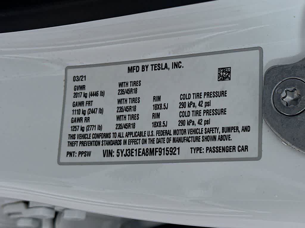 2021 Tesla Model 3 Standard Range Plus
