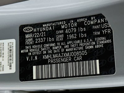 2021 Hyundai Elantra Hybrid Blue